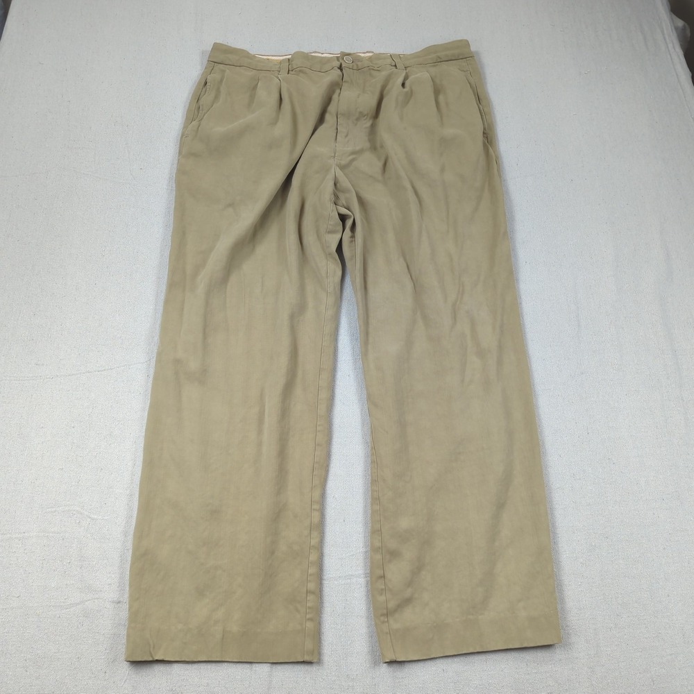 Tommy Bahama Pants Mens 38x32 Khaki Silk Casual Preppy Pleated